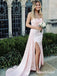 Elegant Pink Strapless Ruffles Mermaid Prom Dress with Slit, Formal Dress, PD382271