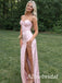 Sexy Pink Spaghetti Strap Side Slit Mermaid Long Prom Dress, Evening Dress, PD38118