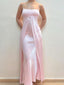 Simple Pink Satin Ruched A-line Prom Dress, Evening Dress, PD28231218