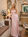 Simple Pink Satin Ruched A-line Prom Dress, Evening Dress, PD28231218