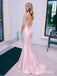 Minimalist Pink Satin Backless Long Prom Dress with Lace Up Back, Evening Dress, PD3823037