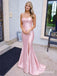 Minimalist Pink Satin Backless Long Prom Dress with Lace Up Back, Evening Dress, PD3823037