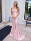 Minimalist Pink Satin Backless Long Prom Dress with Lace Up Back, Evening Dress, PD3823037