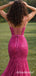 Sparkly Pink Sequins Mermaid Prom Dress with Lace-Up Back, Evening Dress, PD3823014