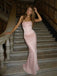 Elegant Pink Lace Appliques Strapless Mermaid Prom Dress, Evening Dress, PD2823088