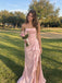 Elegant Yellow Strapless Ruffles Corset Prom Dress with Slit, PD382266