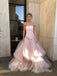 Gorgeous Pink Strapless A-line Tiered Tulle Prom Ball Gown, Evening Dress, PD3823007