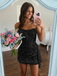 Sparkly Blue Sequins Strapless Ruched Short Homecoming Dress, HC382307