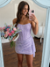 Sparkly Blue Sequins Strapless Ruched Short Homecoming Dress, HC382307
