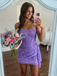 Sparkly Blue Sequins Strapless Ruched Short Homecoming Dress, HC382307