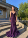 Sparkly Purple Rhinestone V-neck Mermaid Prom Dress, Evening Dress, PD28231252
