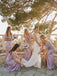 Elgant Lilac Off the Shoulder Mermaid Bridesmaid Dress with Slit, PD2823092