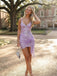 Sparkly Purple Sequins Pleaded Short Homecoming Dress, HC382298