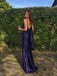 Elegant Royal Purple V-Neck Ruffles Maxi Satin Prom Dress, Evening Dress, PD28231258