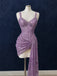 Sparkly Purple Sequins Pleaded Short Homecoming Dress, HC382298