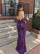Elegant Purple Sequin V-Neck Mermaid Prom Dress, Evening Dress, PD28231254