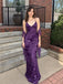 Elegant Purple Sequin V-Neck Mermaid Prom Dress, Evening Dress, PD28231254