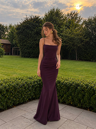 Elegant Purple Square Lace-Up Back Evening Dress, Prom Dress, PD28231275