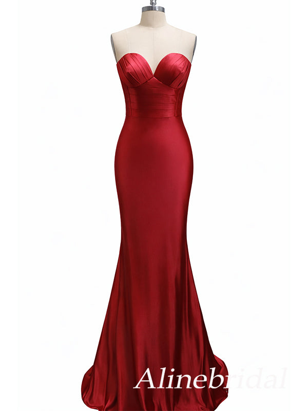 Sexy Red Strapless Long Mermaid Prom Dress, Evening Dress, PD382026 AlineBridal Sexy Red Strapless Long Mermaid Prom Dress, Evening Dress, PD382026 AlineBridal
