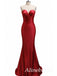 Sexy V-neck Burgundy Strapless Long Mermaid Prom Dress, PD382026