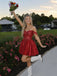 Elegant Red Beaded A-line Tulle Homecoming Dress, HC382322