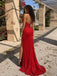 Sparkly Red Beaded Strapless Side Slit Mermaid Evening Dress, Prom Dress, PD28231282