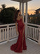 Sparkly Burgundy Sequin Strapless Mermaid Prom Dress, Evening Dress, PD28231284