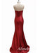 Sexy V-neck Burgundy Strapless Long Mermaid Prom Dress, PD382026
