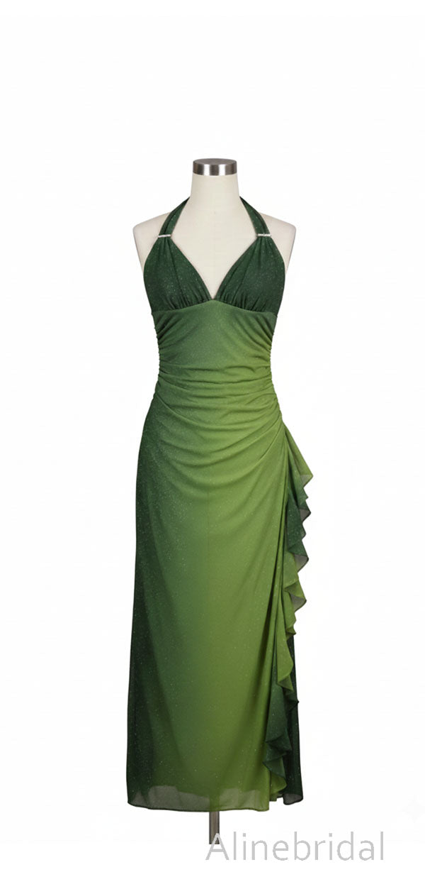 Vintage Green Halter Ruffled Tulle Prom Dress, Evening Dress, PD382299 AlineBridal Vintage Green Halter Ruffled Tulle Prom Dress, Evening Dress, PD382299 AlineBridal