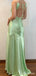 Elegant Sage Green Satin Maxi Prom Dress with Lace Appliques, PD3823041
