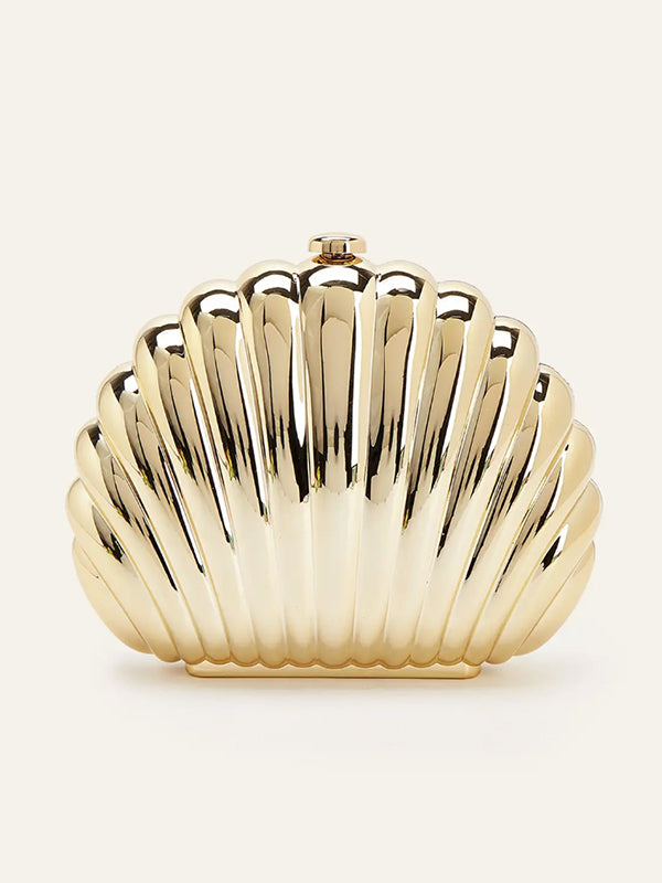 Metallic Gold Seashell Clutch Bag