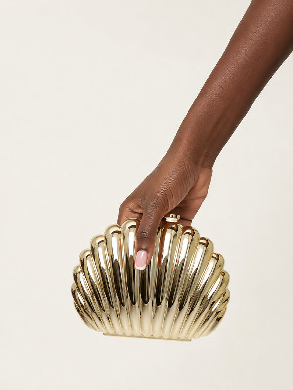Metallic Gold Seashell Clutch Bag