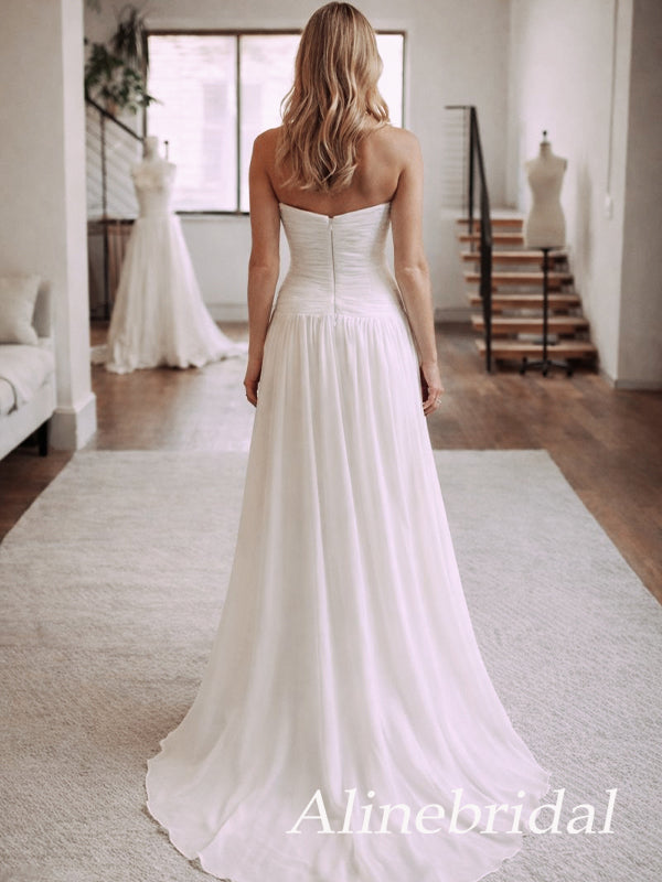 Vintage Ivory Pleated Strapless A-line Long Prom Dress, Shell Bodice E AlineBridal Vintage Ivory Pleated Strapless A-line Long Prom Dress, Shell Bodice E AlineBridal