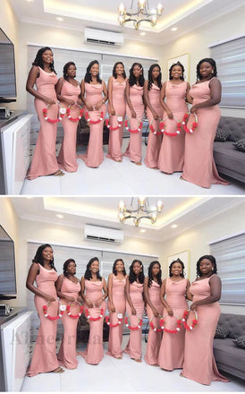 Elegant  Jewel Sleeveless Mermaid Long Bridesmaid Dress, PD3175