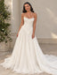 Grorgeous Strapless 3D Floral Lace Boho A-Line Crinkled Tulle Wedding Dress, WD32246