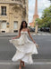 Elegant Soft White Strapless A-line Tiered Prom Dress, Evening Dress, PD2823094