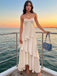 Elegant Soft White Strapless A-line Tiered Prom Dress, Evening Dress, PD2823094
