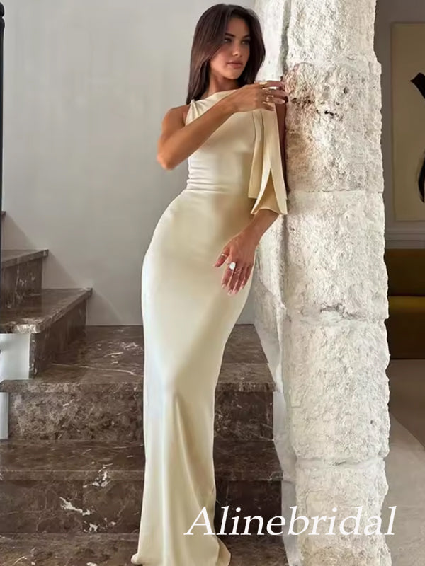 Elegant Ivory Satin Mermaid Long Prom Dress,Evening Dress, PD37672