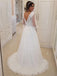 Elegant V-Neck A-line Lace Wedding Dresses with Long Sleeves, AB1537