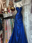 Vintage Royal Blue Beading Mermaid Prom Dress Slit, Evening Dress, PD2823074