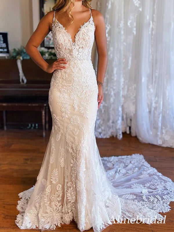 mermaid wedding dress v neck Azazie Camlynn Wedding Dress