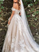 Gorgeous Off the Shoulder Floral Lace A-line Tulle Wedding Dress, WD3065
