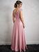 Elegant Pink Lace Appliques Bateau A-line Evening Dress, PD00021