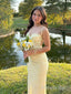 Elegant Yellow Side Cut-Out Lace Mermaid Prom Dress, Long Evening Dress, PD3822996