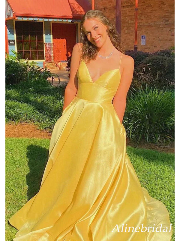 Elegant Fuchsia V-neck Backless A-line Prom Dress, Evening Dress, PD2823054