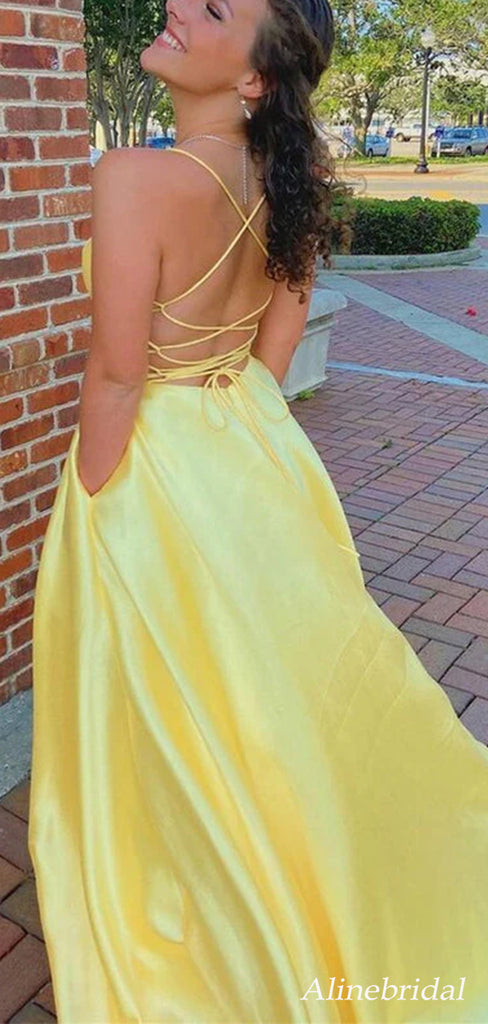 Elegant Fuchsia V-neck Backless A-line Prom Dress, Evening Dress, PD2823054