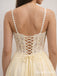 Elegant Yellow Chiffon A-line Prom Dress with Lace Applques, Evening Dress, PD3823044