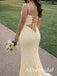 Elegant Yellow Floral Lace Backless Mermaid Prom Dress,Evening Dress, PD3822996