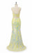 Sparkly YellowSequins High Slit Long Mermaid Prom Dress, Evening Dress, PD381939