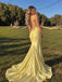 Sparkly Yellow Sequins V-neck Mermaid Evening Dress,PD28231262
